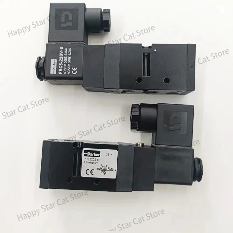 Parker Solenoid Valve  PHS520S-8  Coil PEC5-220V-D  Two Position Five Way Solenoid Valve