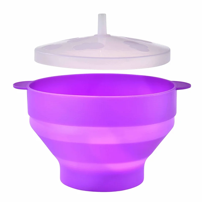 Bol de four pliable, bol à pop-corn rond et Portable avec couvercle pour usage domestique, offre spéciale