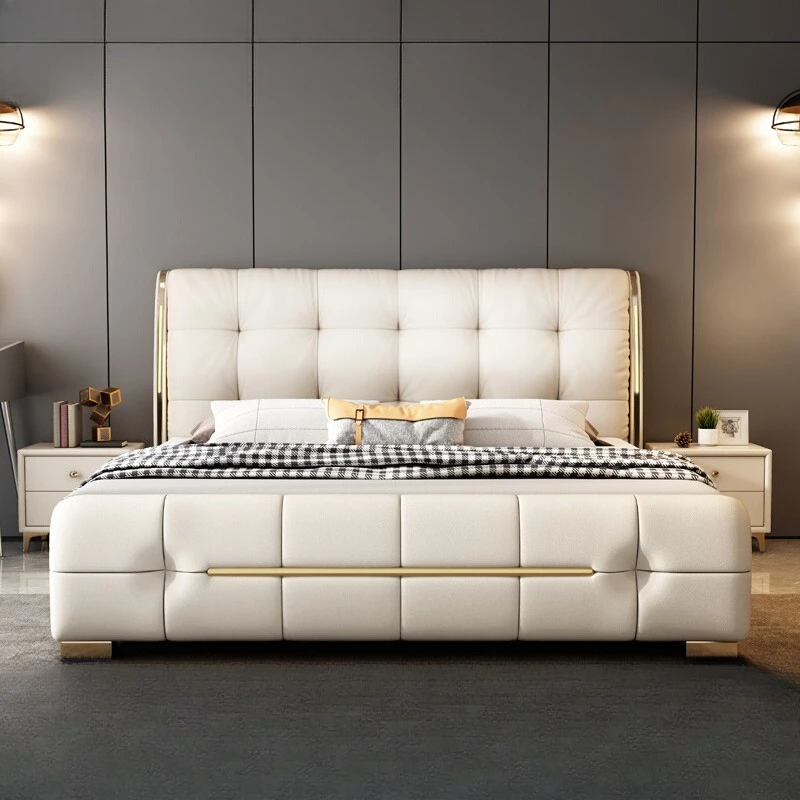 xx-High Quality Minimalist Beds Beauty Princess European Full Simple Fashionable Bed Comfortable White Cama Casal Furniture&