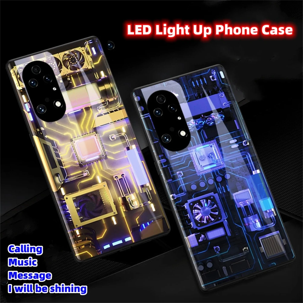 

Circuit Design Calling Flash Light Up Cover Glowing LED Phone Case For iPhone Air 17 16 E 15 14 13 12 11 Pro Max X XR XS Plus SE