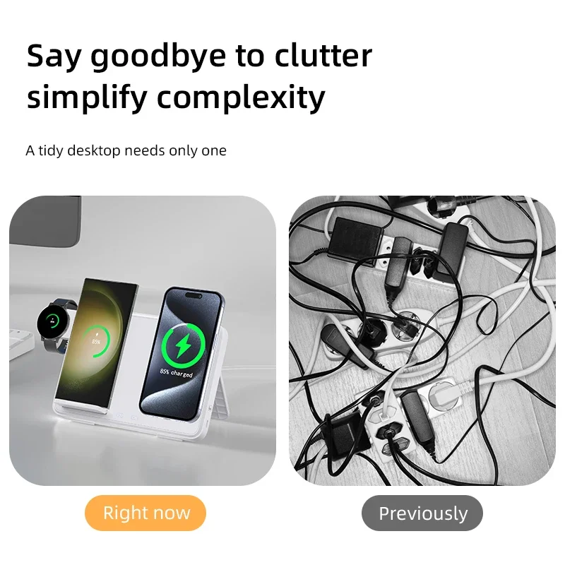 محطة شحن سريع قابلة للطي ، حامل شاحن لاسلكي 4 في 1 ، إضاءة ليلية ليد ، أيفون ، سامسونج ، مجرة ، أبل ، ساعة ، إيربودز 2