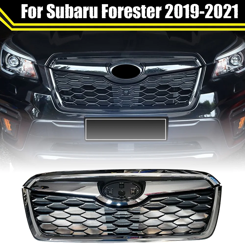 

Abs Sport X-Break Style Front Grill Mesh Kit Upper-Lower Gloss Black W. Chrome Frame For Subaru Forester 2019-2021 Bumper Grille