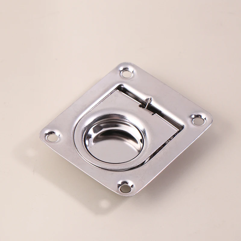 1Pc 65x56MM Stainless Steel Square Pull-ring Springloaded Boat Deck Hatch Pull Flush Mount Hardware Cabinet Recessed Rings Pull