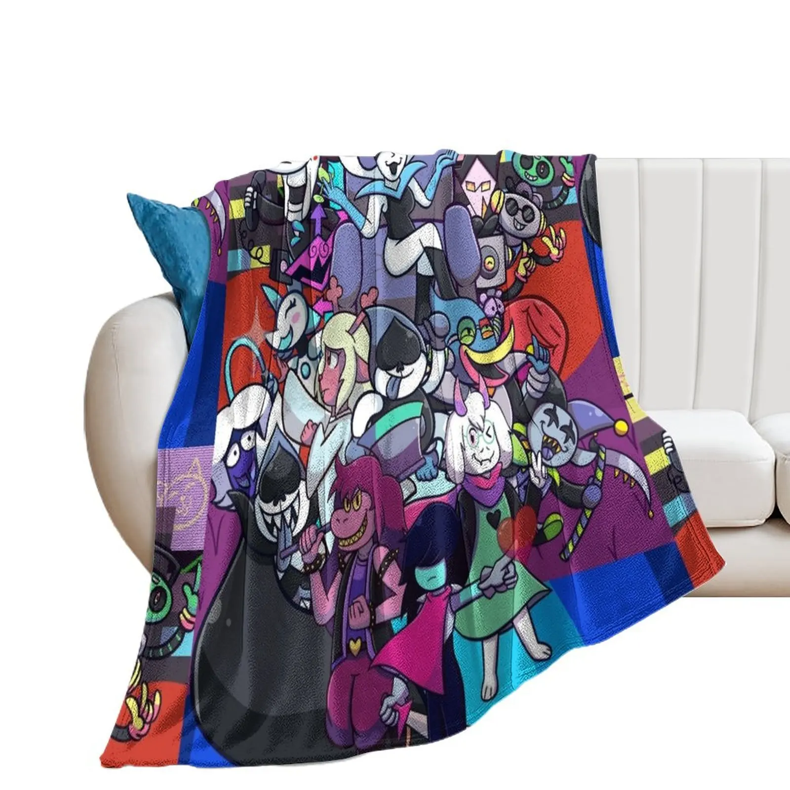 Deltarune Chapter 2 Throw Blanket manga Decorative Sofa Shaggy Blankets