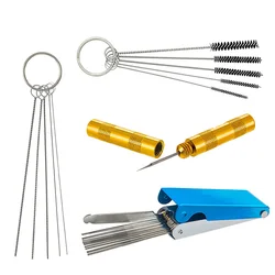 25Pcs Airbrush Needle and Brush Cleaning Tool Set 18 Wire Needles 5 Clean Brushes 1 Gold Clean Needle to Remove Nozzle Tool