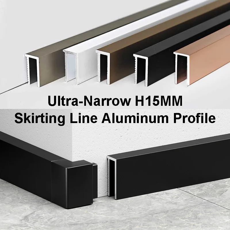 Ultra-Narrow H15MM LED Skirting Line Aluminum Profiles Hidden Cabinets Wall Decor Ceiling Linear Backlight Hard Strip Light