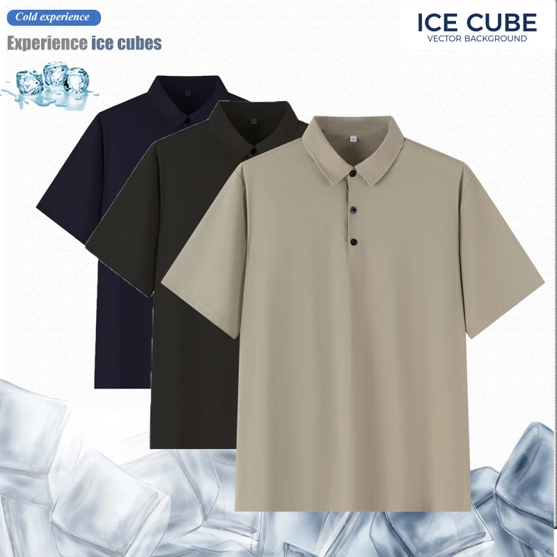 Large Size XL-7XL Ice Silk POLO Shirt Men and Women Casual Loose Fashion Solid Color Seamless Short-sleeved High-quality T-shirt