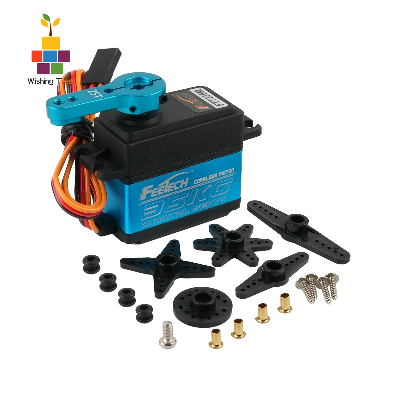 

FT7235M Цифровой серводвигатель 35 кг Бессердечный стальной механизм с высоким крутящим моментом Водонепроницаемый 6-8,4 В 180 градусов для 1/8 1/10 RC Автомобили Робот Arm Air