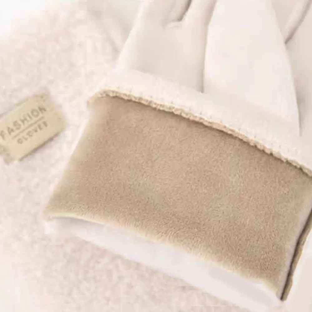 New Winter Cashmere Gloves Fashion Ladies Warm Plush Touch Screen Gloves Suede Outdoor Driving Cycling Mittens Cold Proof Gloves