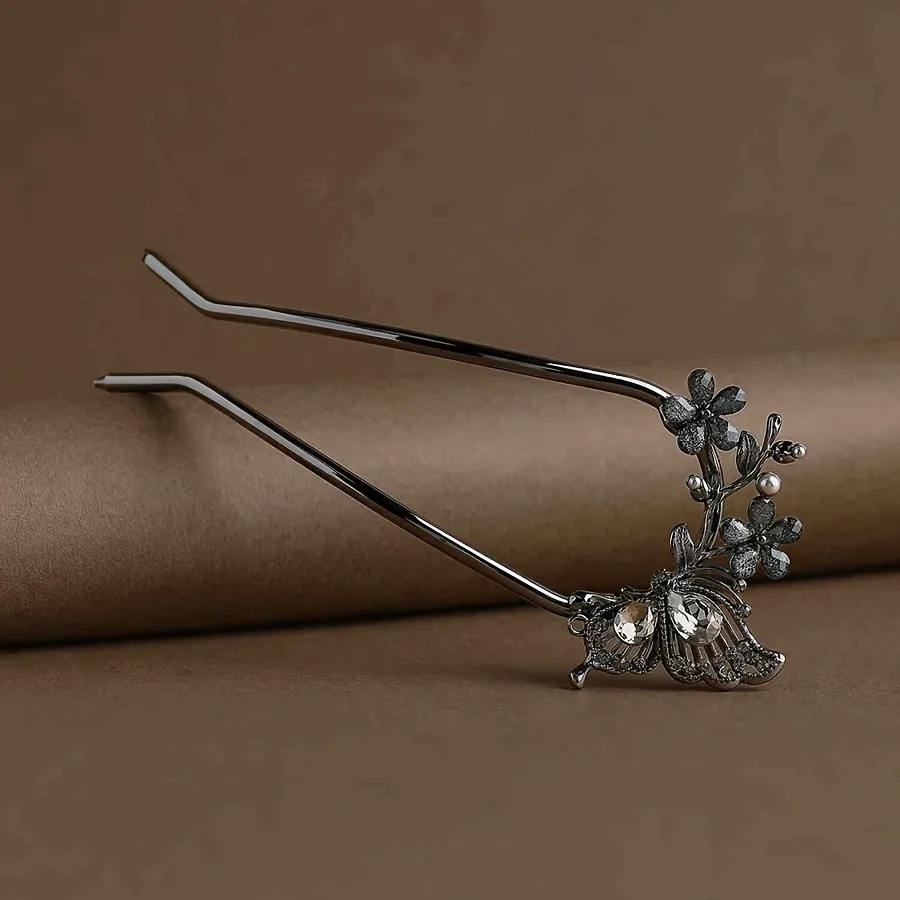 

Элегантная хрустальная заколка-цветок U-образной формы для женщин, современный минималистичный аксессуар для прически-пучка, заколка для затылка
