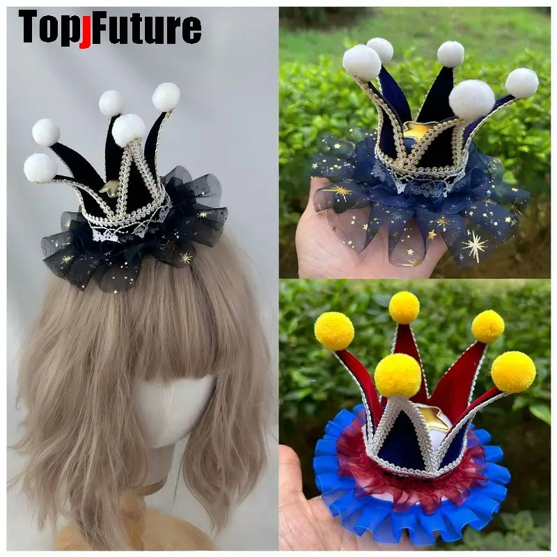 Circus Lolita Fairy Tale Gothic Y2K Punk Crown Clown Hat Top Hat Hair Clip Hair Accessory  For Cosplay Tea Party Hallowe