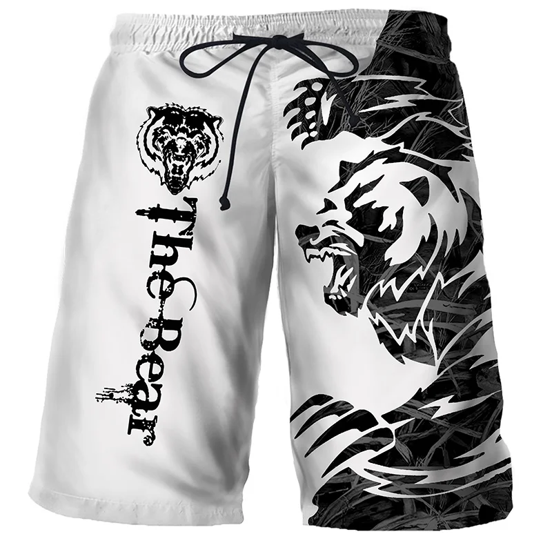 

3D Printed Tiger Lion Pig Bear Short Pants For Men Fun Animal Pattern Swim Trunks Hawaiian Casual Street Surfing Beach Shorts