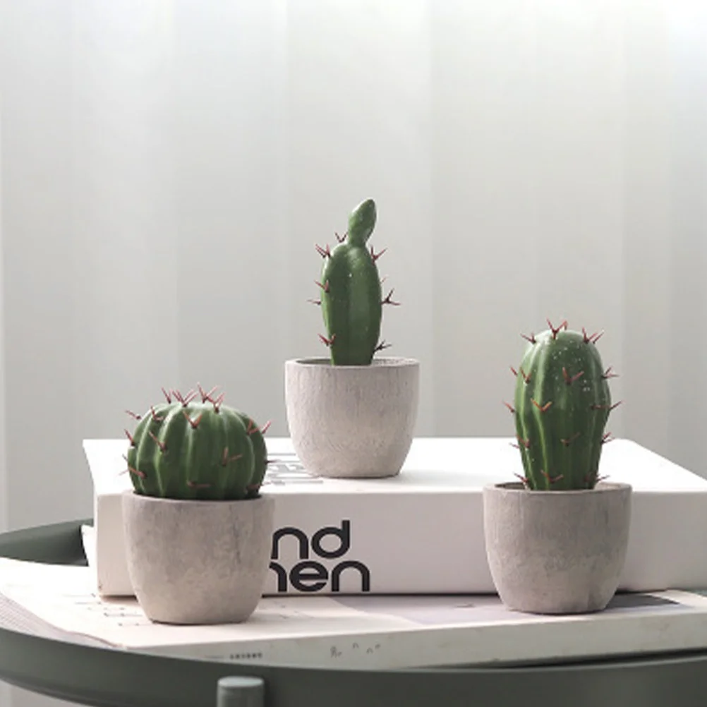 

2Pcs Small Artificial Bonsai Decor Easy Care Simulation Cactus Potted Plant for Indoor Outdoor Decoration Faux Greenery