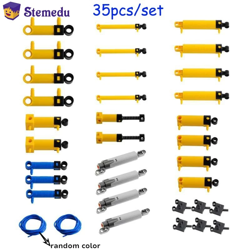

35pcs/kit MOC Pneumatic Parts Kit for Legoeds Technical 42043 9641 Models with Air Pump/Push Rod