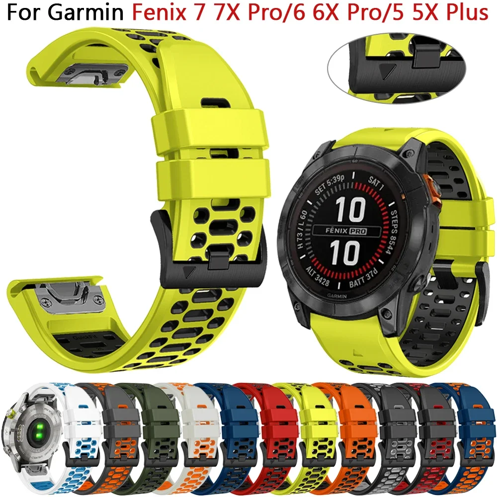 Silicone Band 26mm 22mm For Garmin Fenix 7X 7 6X 6 Pro 5X 5 Plus 3HR Strap Bracelet Enduro Epix Gen 2 Tactix Quick Fit Wristband