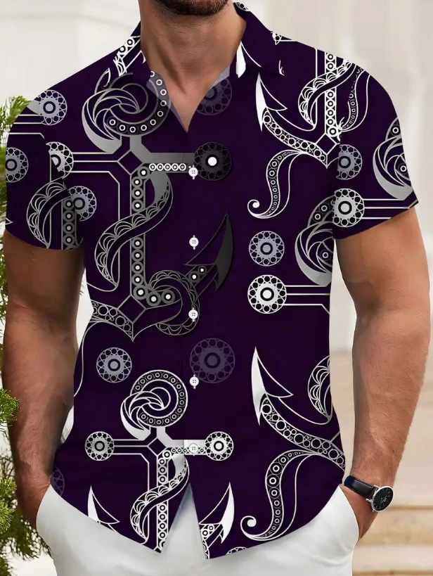 Men's Shirt Short Sleeve Hawaiian Casual Printed Button Shirt Summer Beach Shirt Camping Shirt Short Sleeve Men's Formal Shirt、