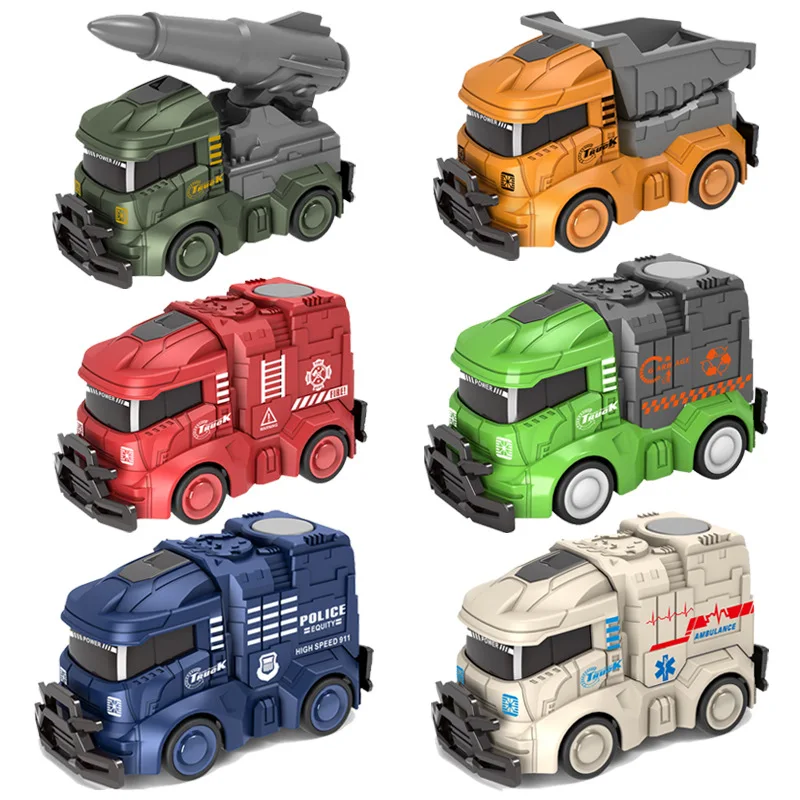 Mini modelo de carro brinquedo puxar para trás carro brinquedos engenharia veículo caminhão de bombeiros crianças carros inércia menino brinquedos diecasts brinquedo para crianças presente