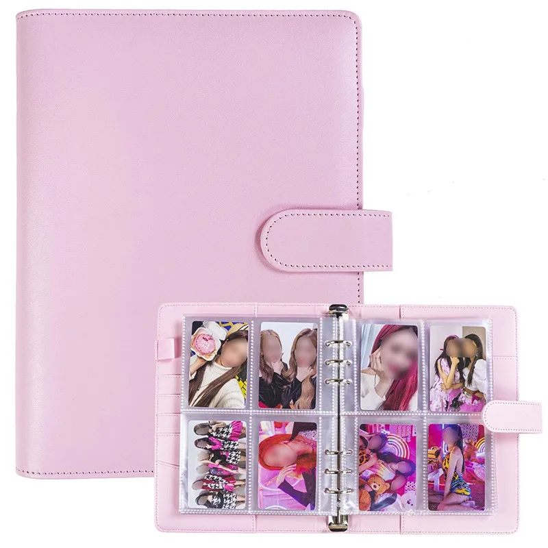 Candy Color A5 PU PVC Binder Photocards Cover Cute Kpop Loose-leaf Collect Book Photo Cards Album Storage Book Stationery