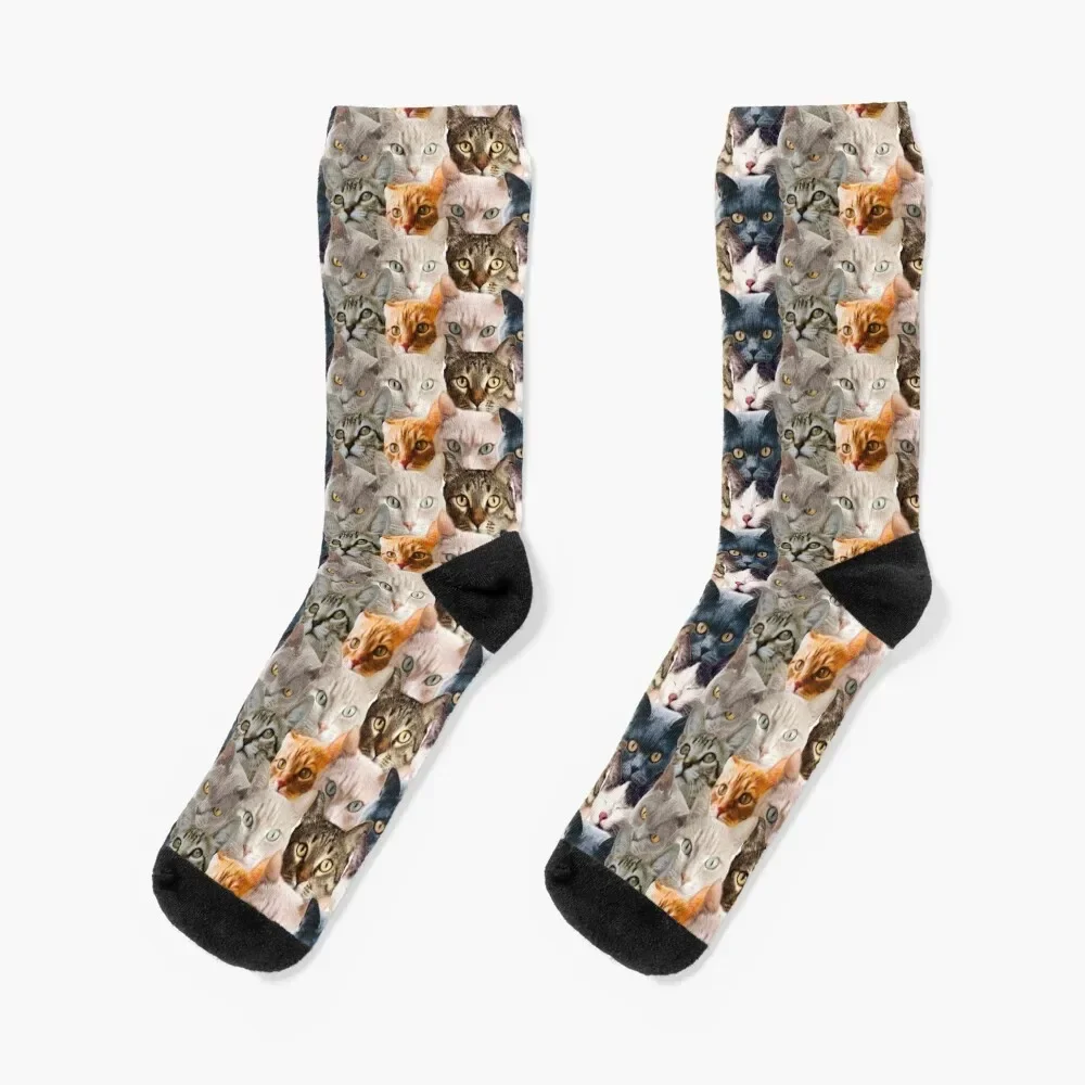 Calcetines con caras de gato para hombre y mujer, medias cálidas, bonitas, de diseñador, para invierno