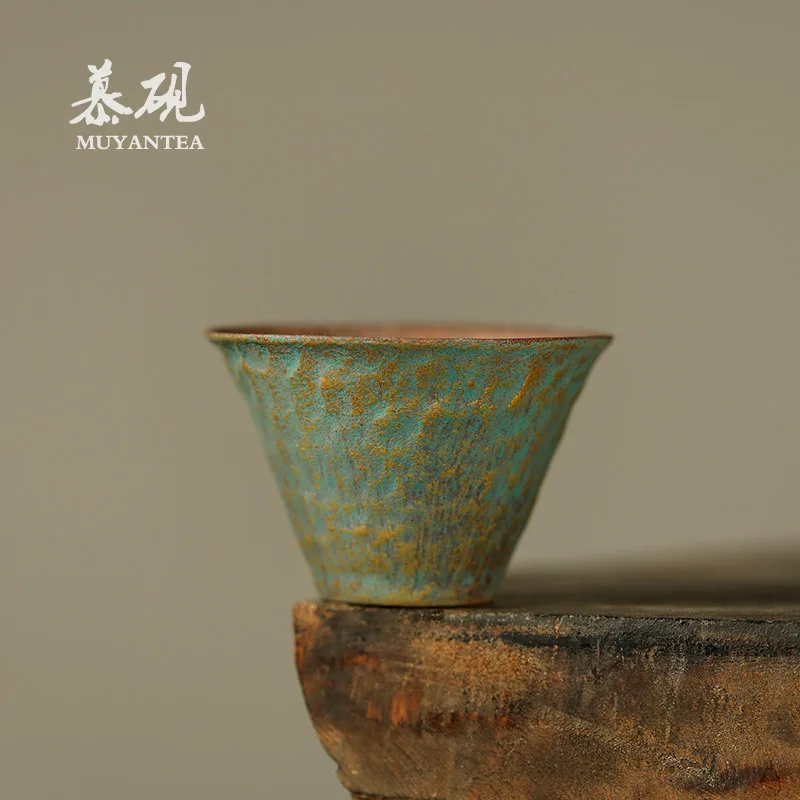 Muyan Japanese Hand-Pinched Thin Porcelain Wabi-Sabi Style Coarse Pottery Tea Set Tasting Kiln-Transformed Pu'er Rock Mine