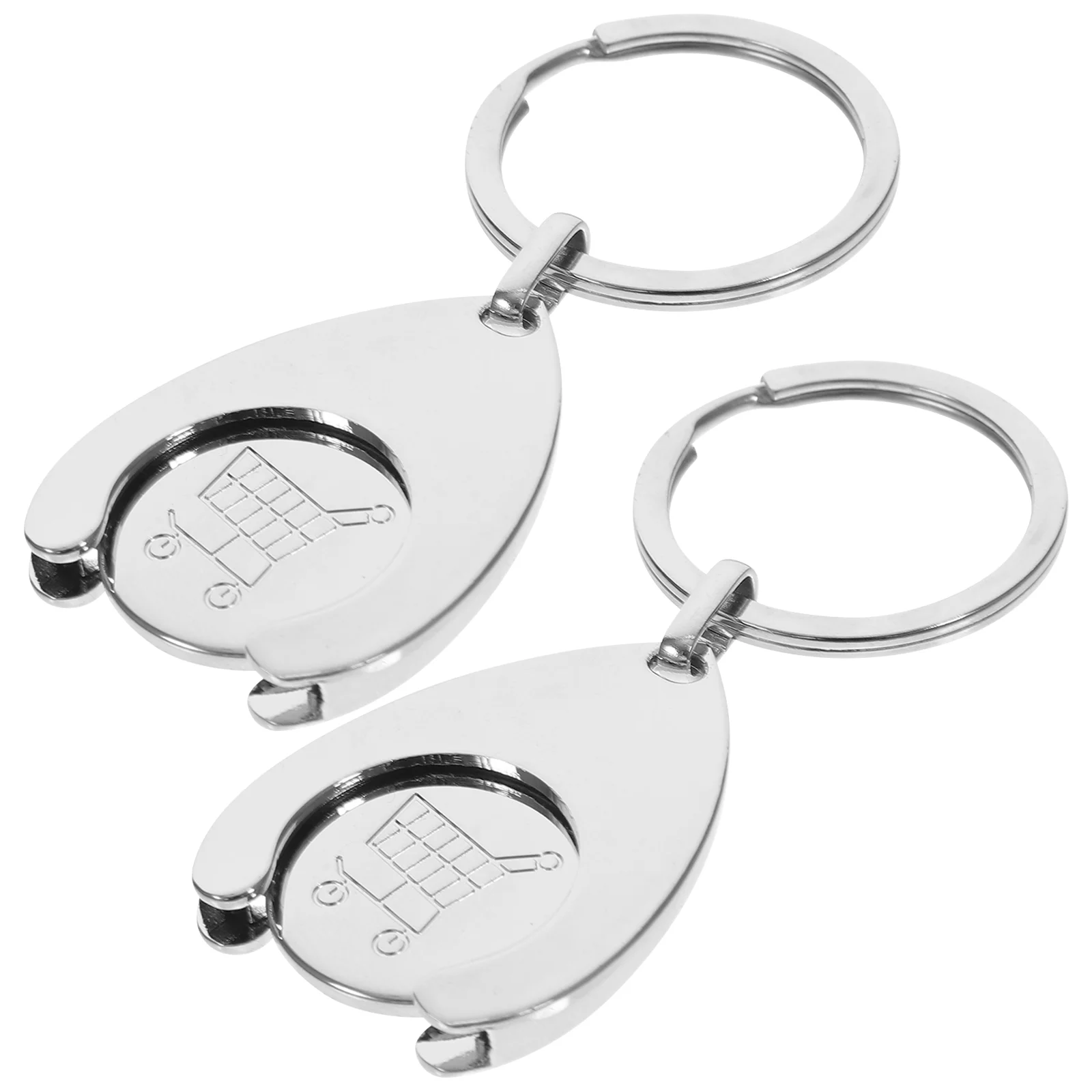 2 Pcs Cart Token Shopping Coin Trolley Tokens Keyring Compact Holder Hanging Keychains Necklace Rings Ornament Pendant