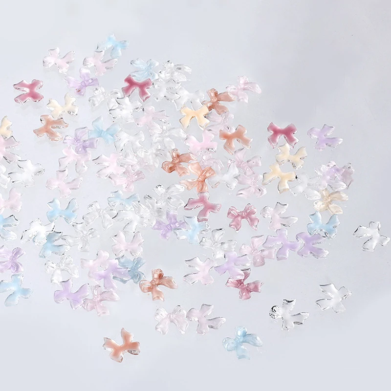 3D Mixed Colors Ribbon Bow Nail Charms Rhinestone Decoration 100PCS Nail Charm DIY Manicure Rhinestones Accessories Supplies