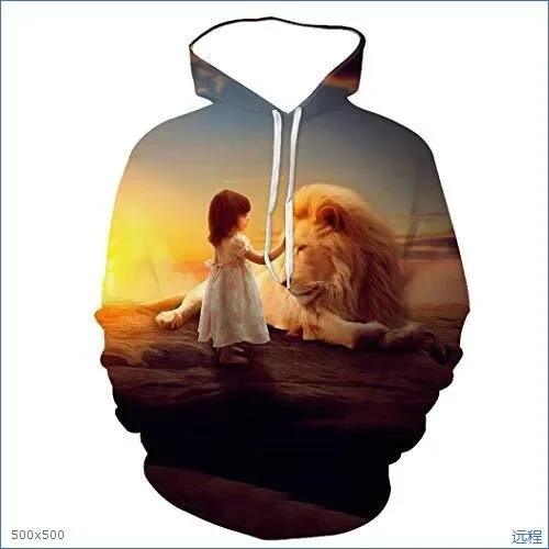 Foreign Trade Cross-border Amazon Lion Animal 3D Digital Printing AliExpress Men\'s and Women\'s Trend Casual Fashion Hoodie