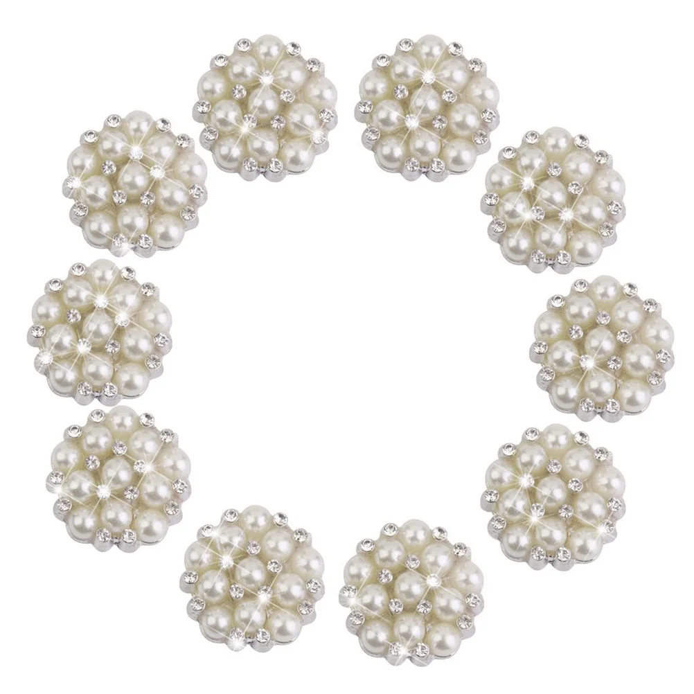 

10 Pcs Decorative Buckle Hairband Decoration Glue Embellishment Pearl Rhinestone