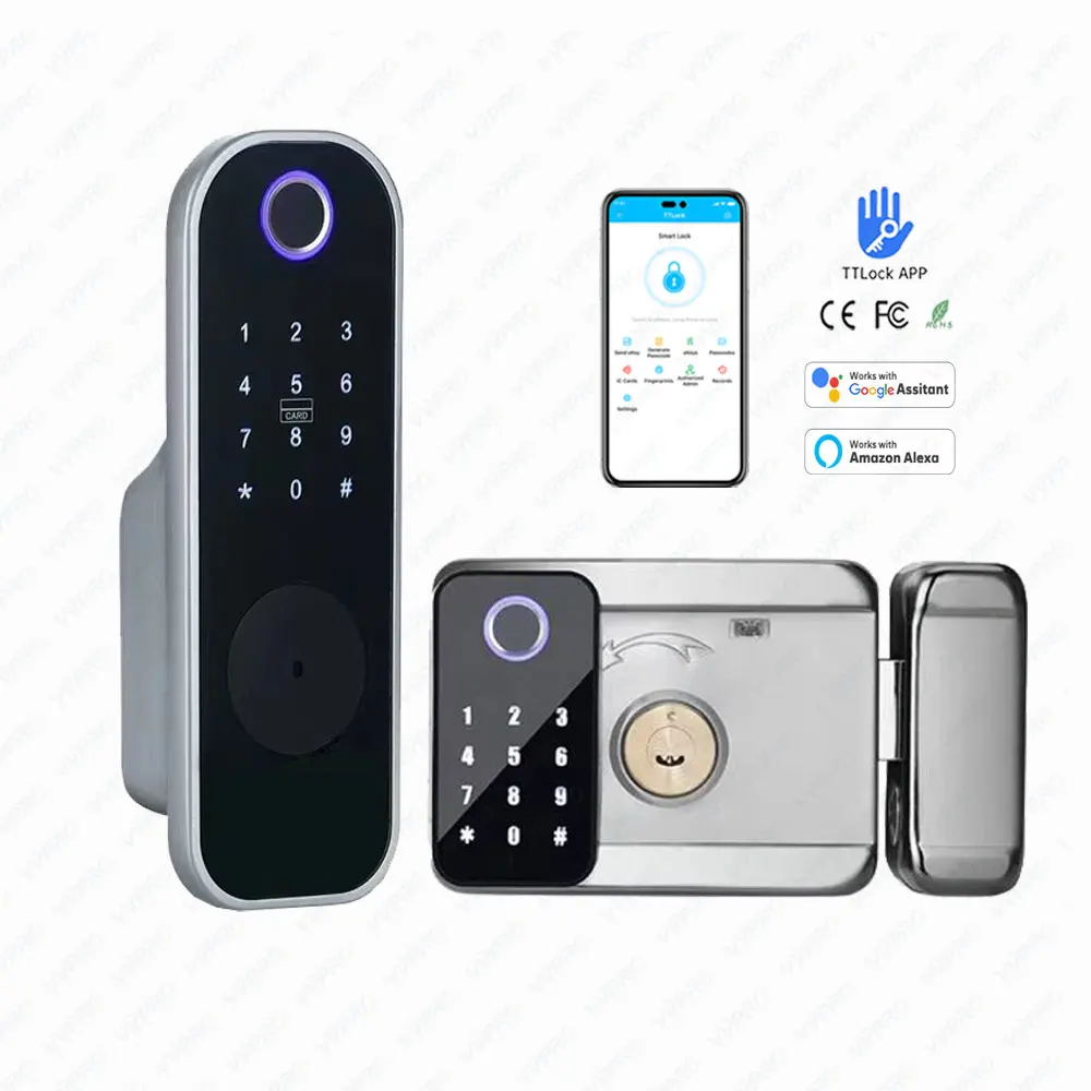 TTLOCK Factory Price R03 Waterproof Card Password Smart Intelligent Fingerprint smart RIM Door Lock