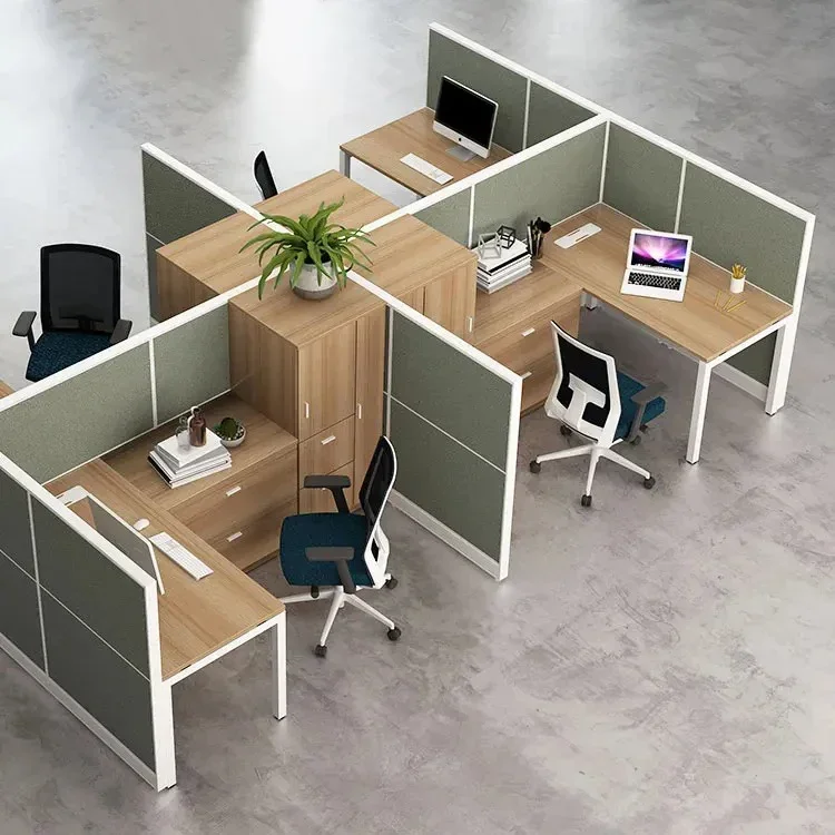 

l # Partition Panel Workstation Industrial simple 4 seater modular privacy cubical office workstation