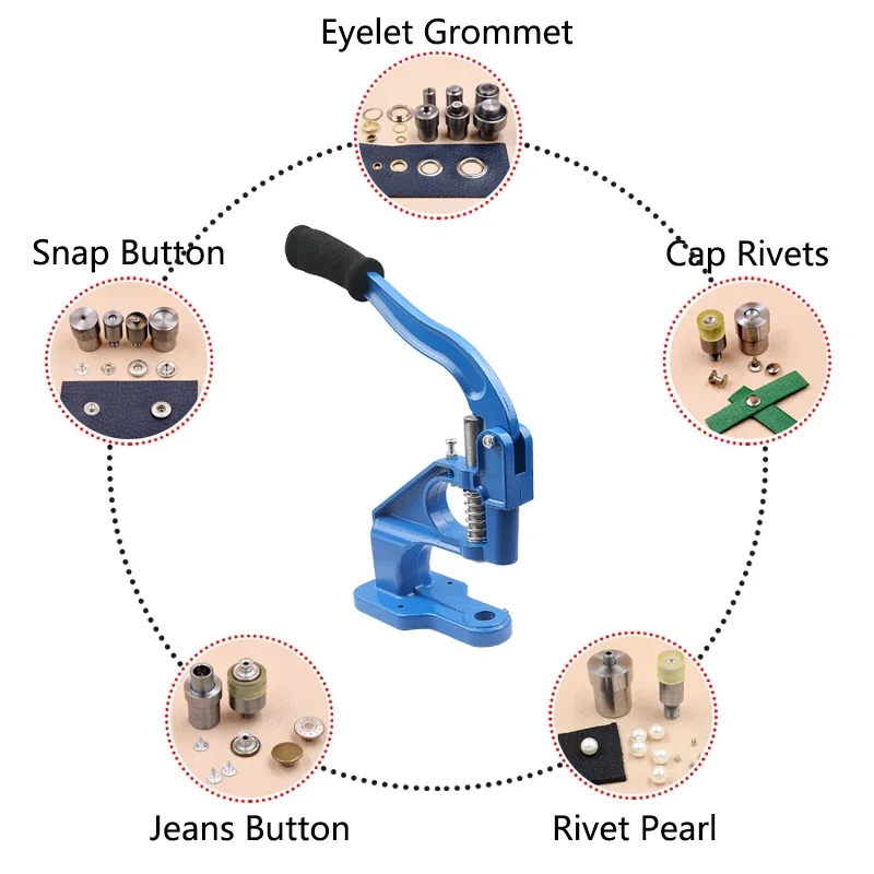 Machine à poinçonner à la main et matrices en métal pour boutons à pression, outils, moule pour maroquinerie, vêtements, sacs, jeans, accessoires de