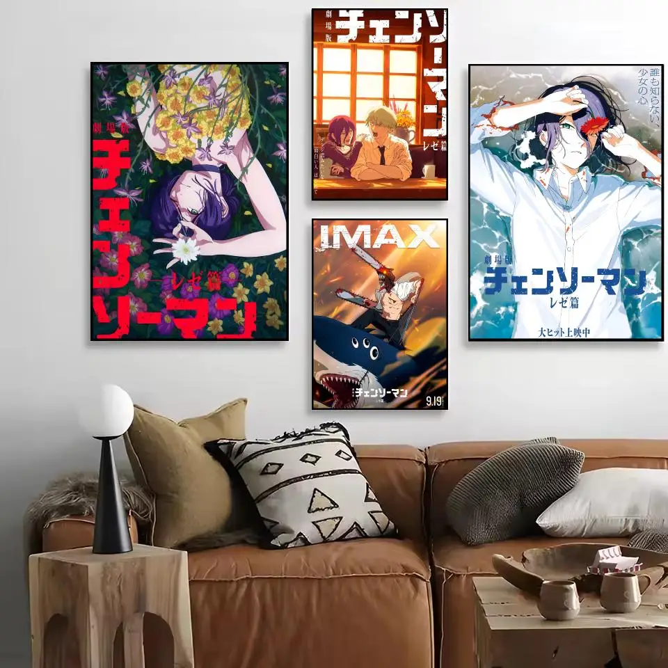 C-منشار رجل الفيلم Reze قوس اللوحة الخط المنزل غرفة نوم مقاوم للماء قماش غير المؤطرة جدار الفن طباعة الديكور جدارية #2