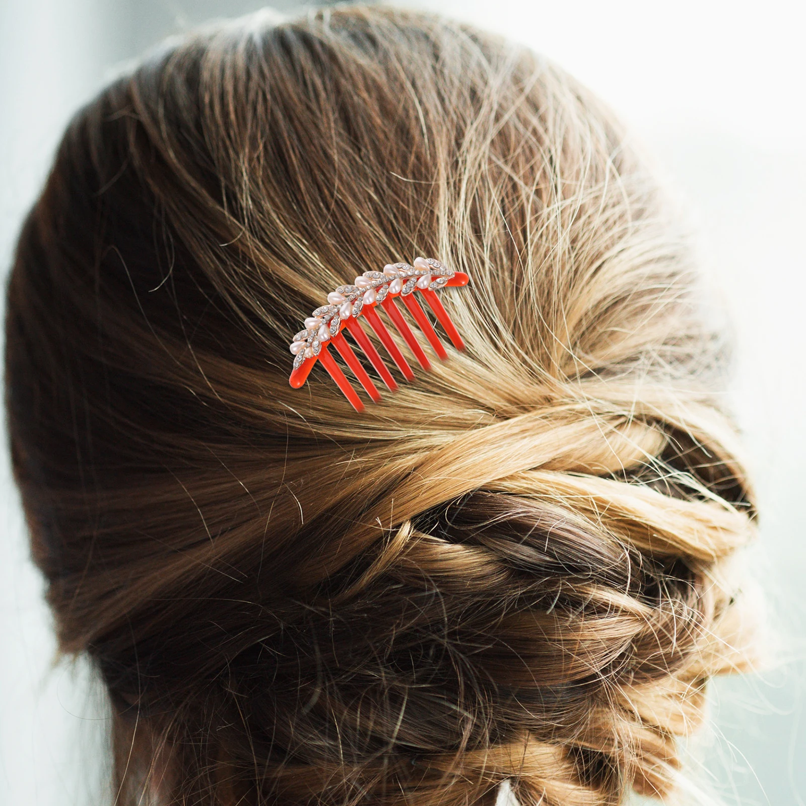 

Bow Hair Comb Hanfu Accessories Bride Wedding Clip Rhinestone Formal Traditional Chinese Vintage Pearl Decorative Side Updo