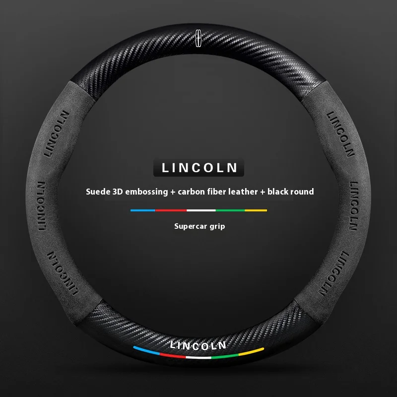

Lincoln Z Navigator Aviator Nautilus Corsair Continental MKZ MKC MKX MKS Carbon fiber Suede Car Steering Wheel Cover Accessories