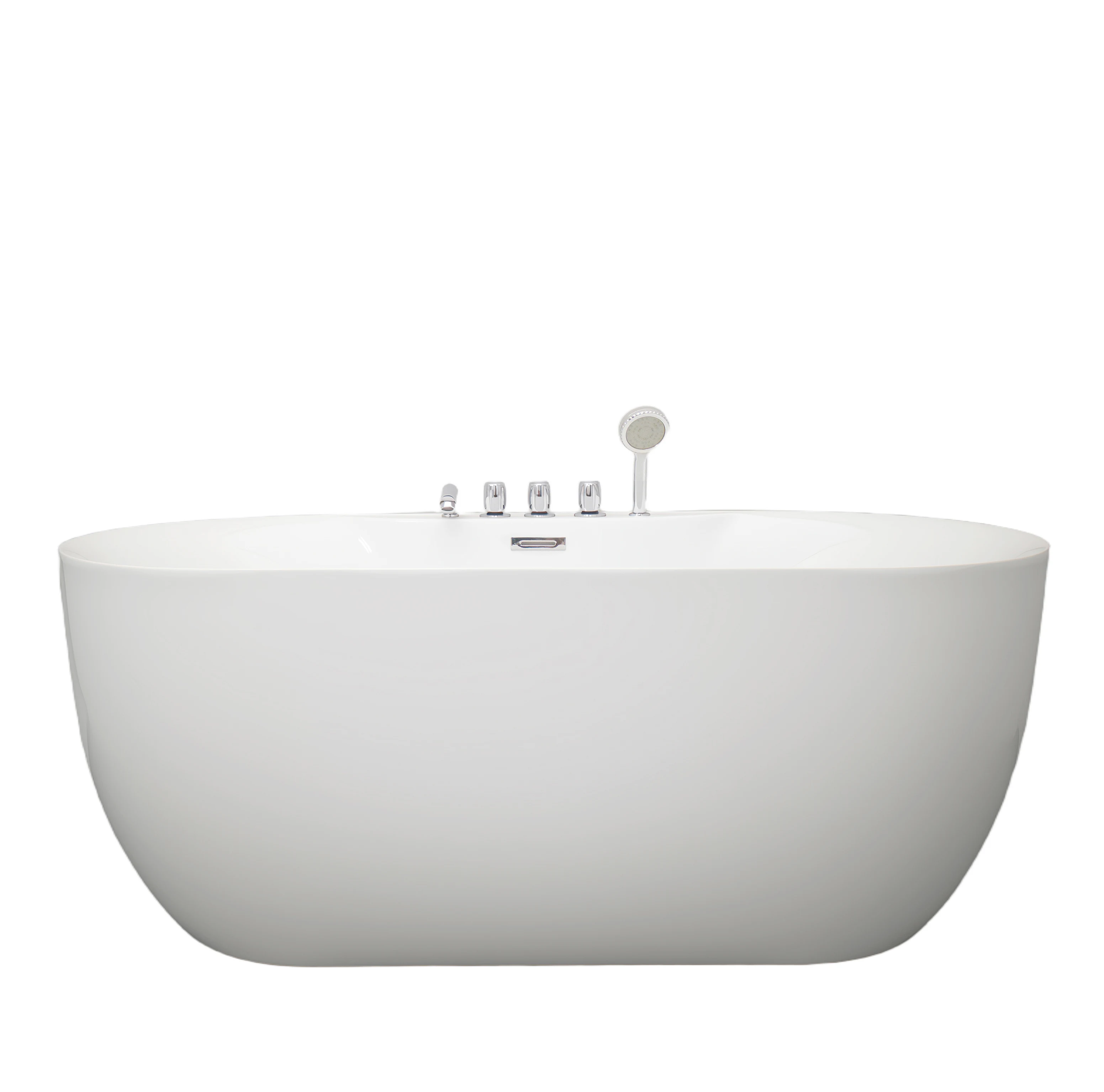 Modern Acrylic Oval Freestanding Luxury Adult Bathtub Factory Direct Soaking Whirlpool Tub with Drain & Overflow