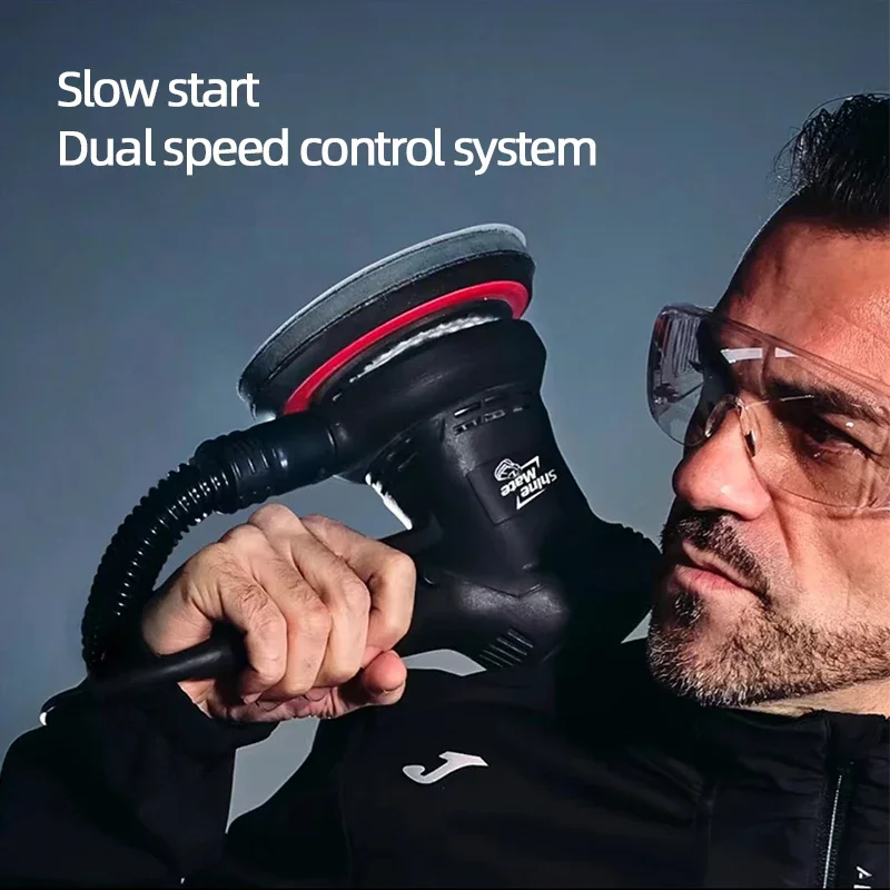 Shine Mate-amoladora en seco de 220V, cabezal de molienda excéntrico de 6 pulgadas, máquina lijadora de muebles de masilla de pintura al vacío para coche