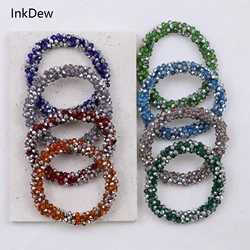 INKDEW Beads Elastic Bracelet Handmade Strand Crystal Bracelets for Women Gift Multicolor Bracelets Jewelry Gift boho BR001