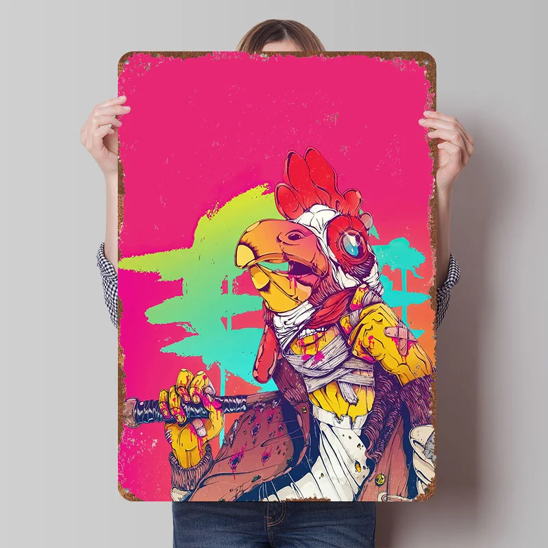 Hotline Miami Metal Poster Customized Wall Art Retro Vintage Tinplate Signs for Man Cave Room Decorating Interior Bathroom Decor