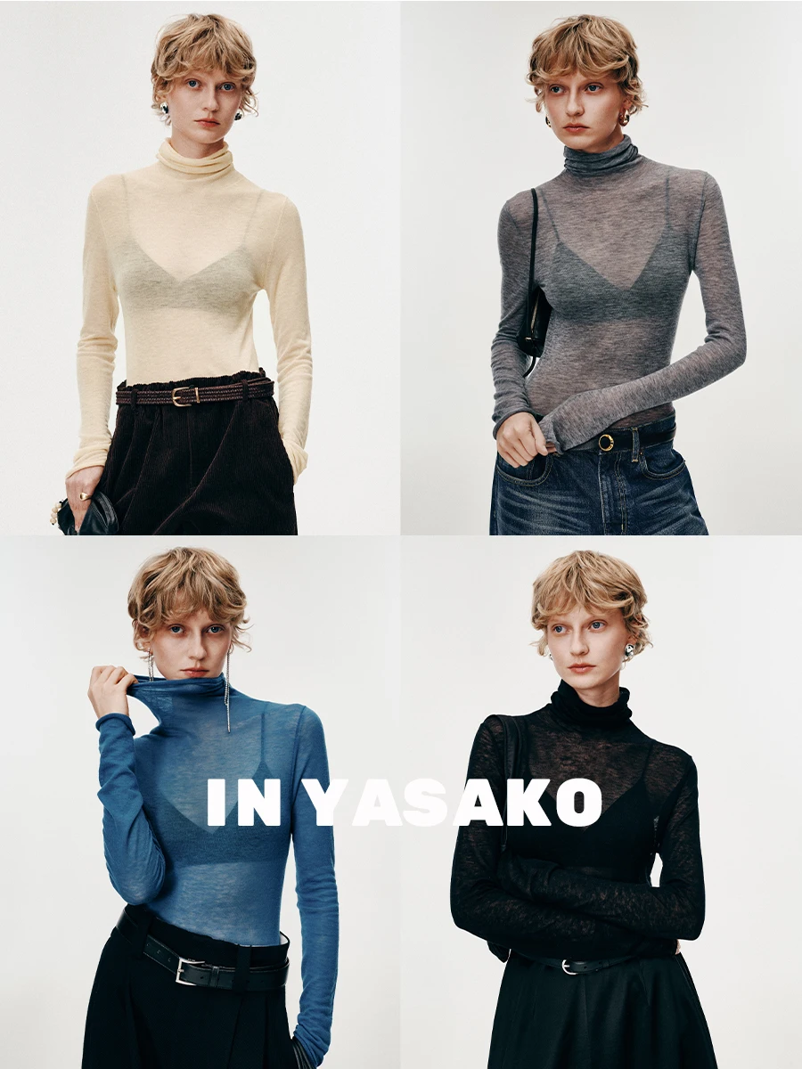 

Yasako Soft Light Naked Skin T Water Soluble Wool Camere High Collar Versatile Base Knitted Sweater Women's Faion Winter