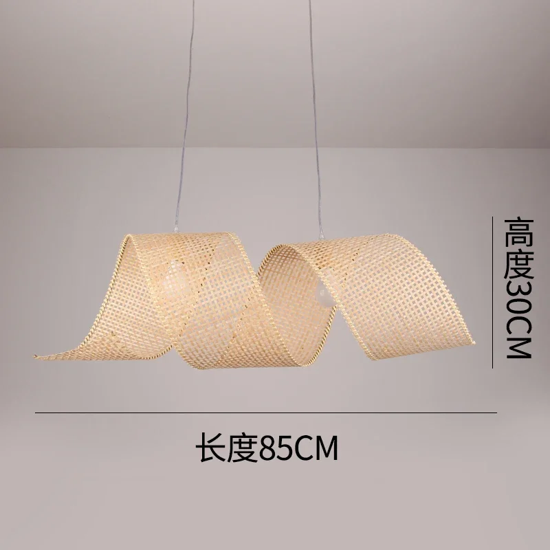 Retro Hand Knitted Bamboo Pendant Light LED Rotate Woven Lampshade Zen Room Teahouse Decor Hanging Lamp Cafe Kitchen Chandelier