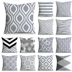 Simple Grey Pattern Decorative Pillowcase Bedding Home Decor Cushion Pillowcase