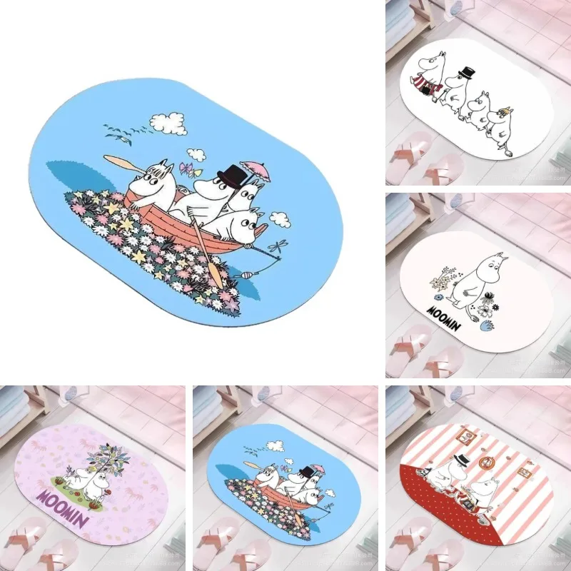 

New Kawaii Anime Moomins Series Floor Mat Cartoon Character Cute Creativity Printing Bathroom Absorbent Anti Slip Foot Mat
