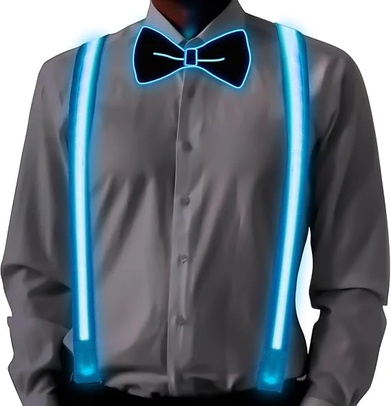 Męskie szelki Led Masquerade szelki Music Bar ślub występ na scenie rekwizyty prezenty na walentynki EL drut krawat na szyję