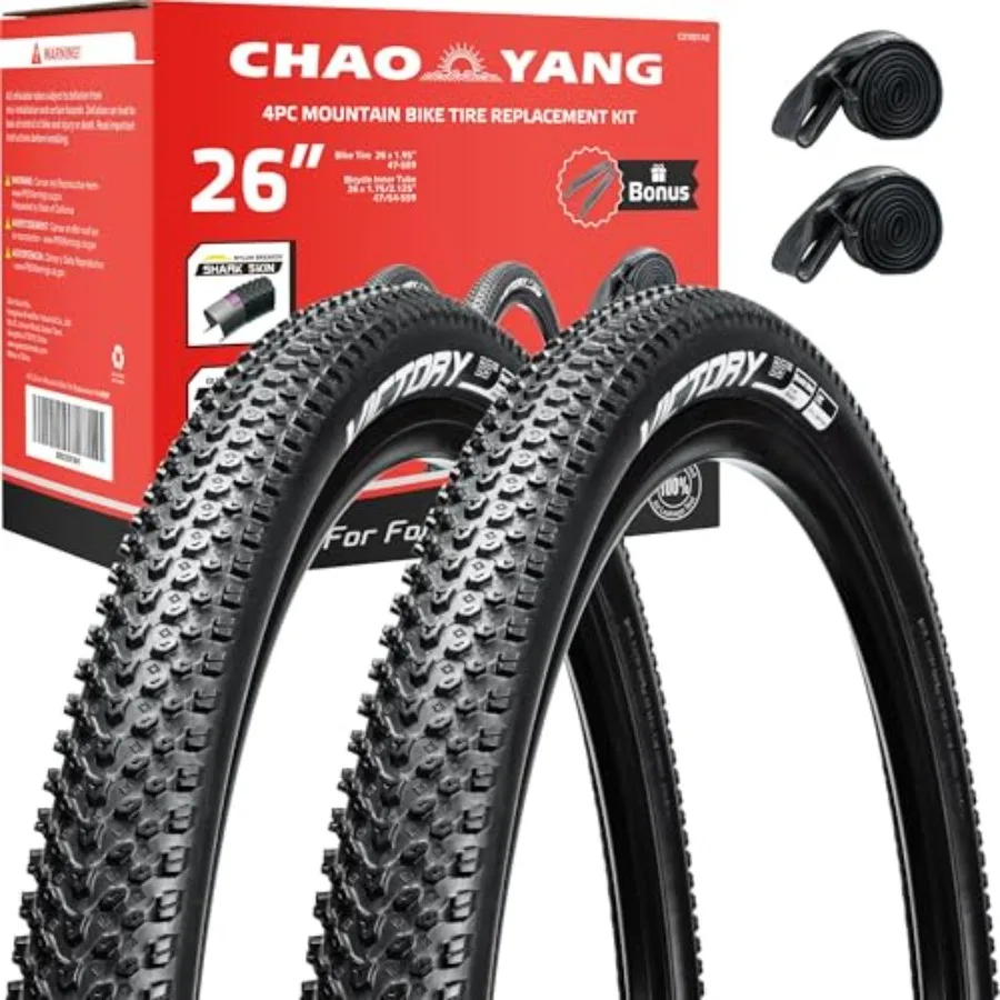 

Chao YANG Mountain Bike Tire Replacement Kit 26"×1.95 Dual Compound 2C-MTB Tires Featured with Double Tread Puncture Protection