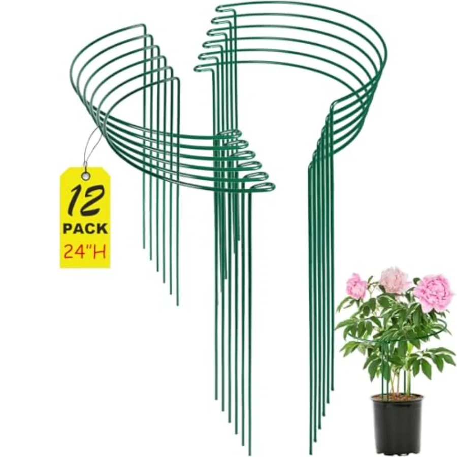 

24 Inch Peony Cages and Supports for Large Hydrangea Bushes, Outdoor Plants, Heavy Duty Tall Plant Support Stakes, Pack - Tool-