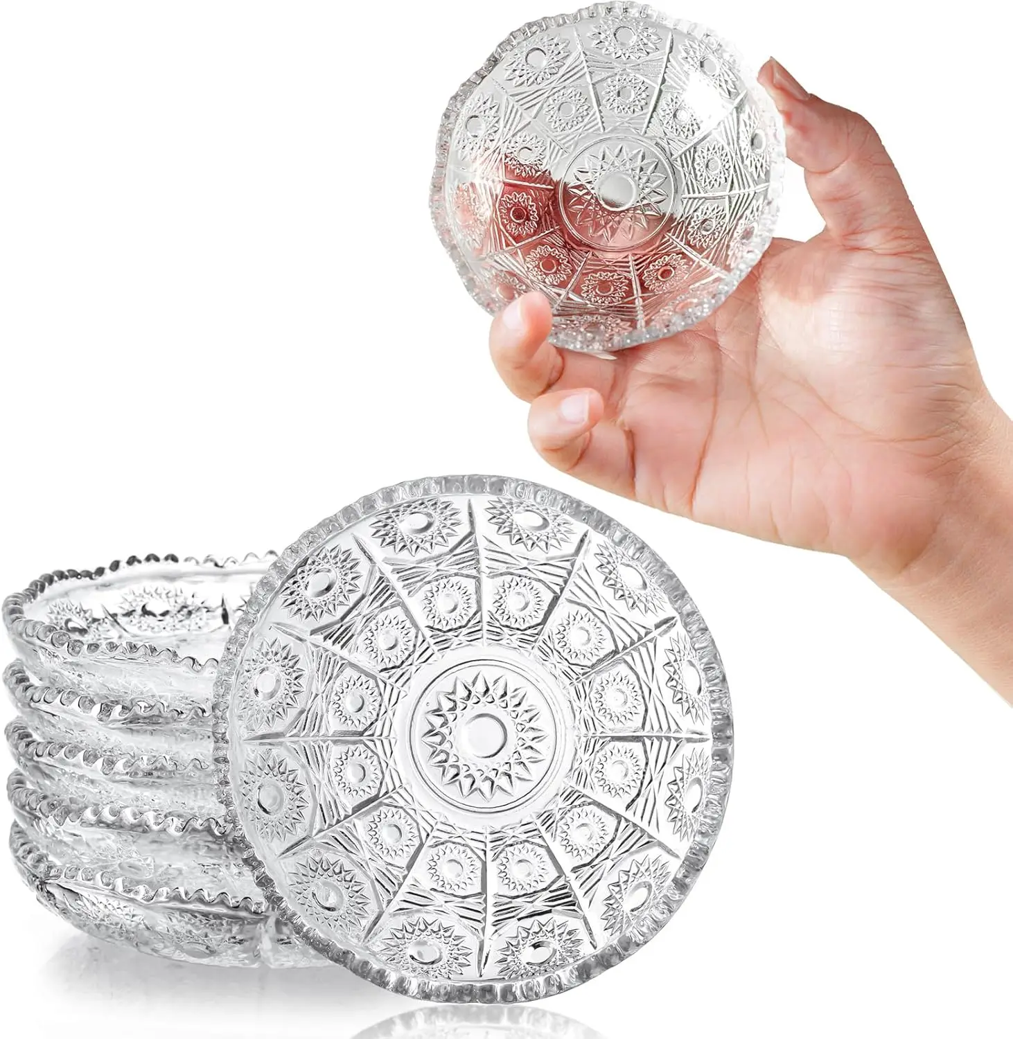 

Clear Glass Sauce Dipping Bowls, Set of 6, 3.9 Inch, Dishwasher Safe for Condiments and Snacks