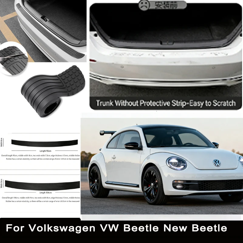 

For Volkswagen VW Beetle New Rear Trunk Guard Plate Sticker Car Rear Bumper Trim Anti-Kicked Scratch Protector Sticker Strip