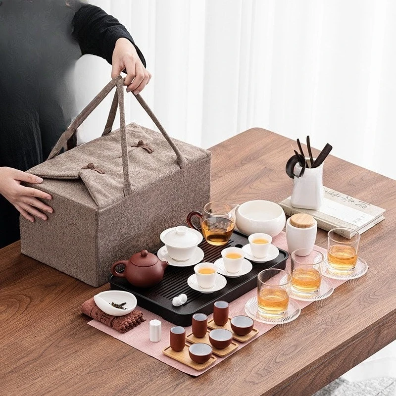 Set da tè Oolong verde nero kung fu set da viaggio portatile vassoio da tè