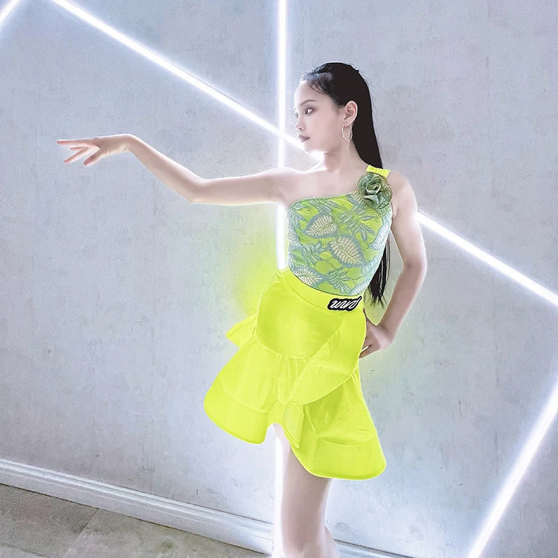 Cha Cha Tango Rumba ชุดเต้นรําละตินสําหรับสาวการฝึกอบรม Samba Salsa เต้นรําเสื้อผ้าเด็กการแข่งขัน Ballroom Dresses เครื่องแต่งกาย