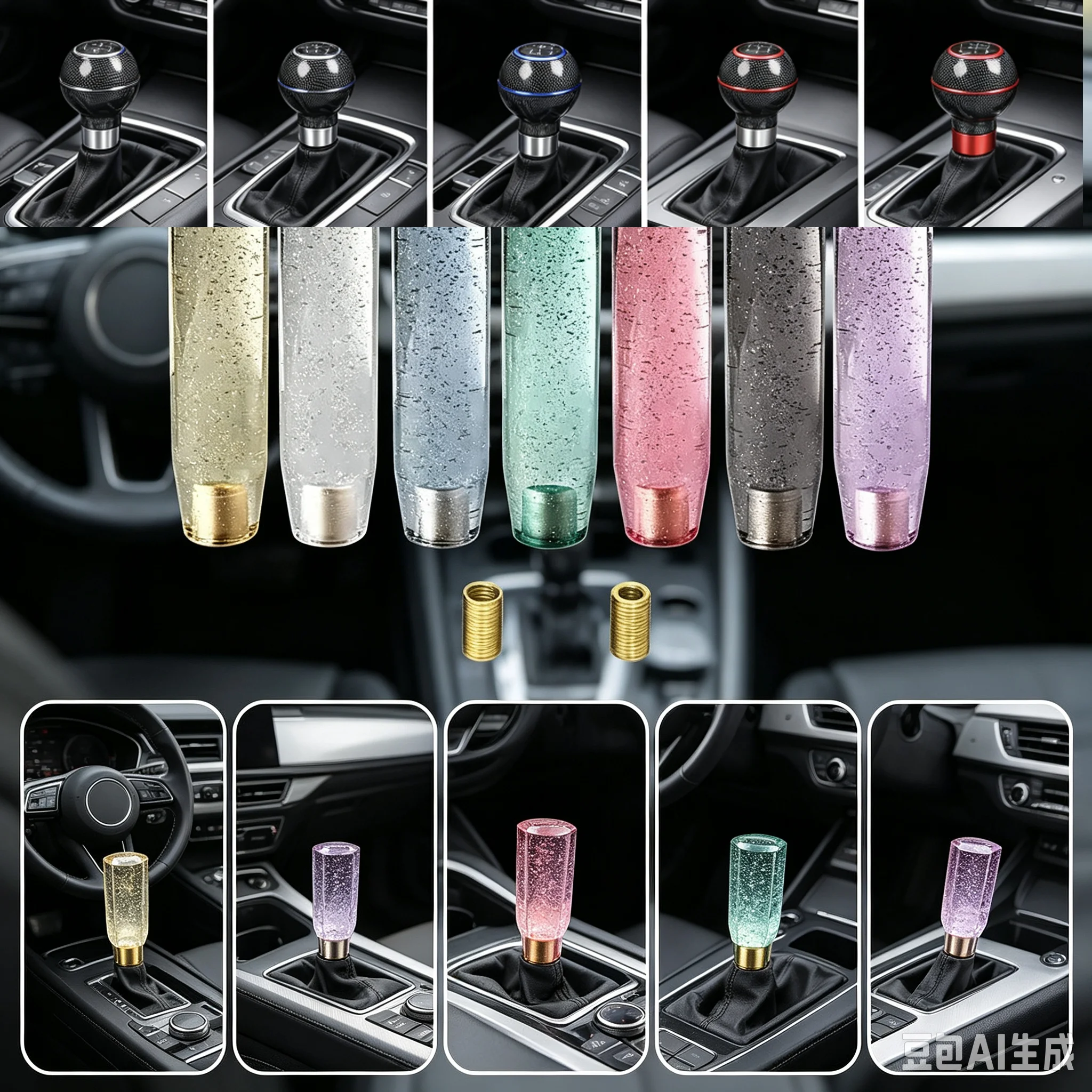 Car Resin Auto Manual Gear Shift Knob Shifter Head Stick Crystal Transparent Bubble Replacement Handle Lever MT AT